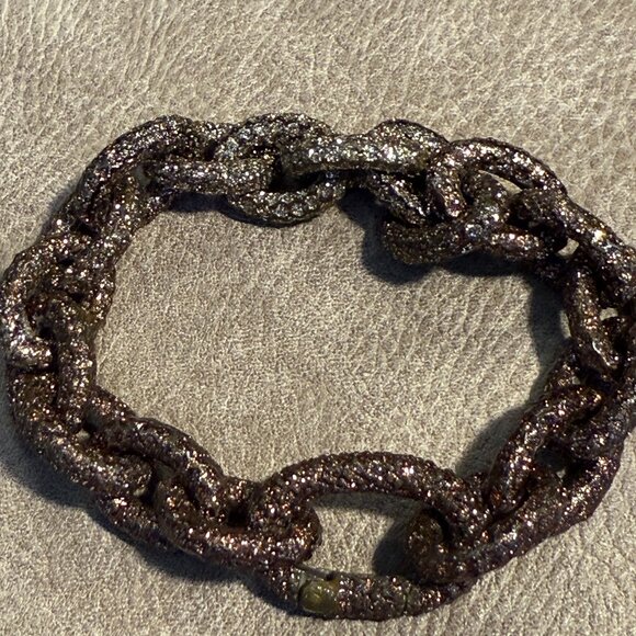 CHIC and CHUNKY Fashion bracelet -- Sparkly brown ombre pavé links 8" - Picture 5 of 6